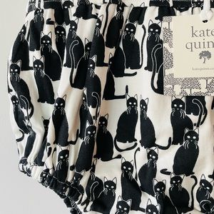 NWT Kate Quinn organic cotton bubble overalls black cats romper playsuit
